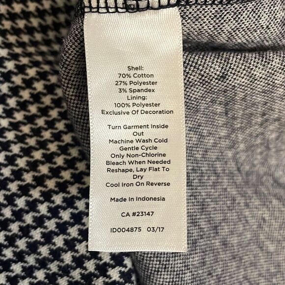 Talbots Houndstooth Sheath Dress Navy Blue and White Dress with pockets Size 6 - Picture 7 of 10